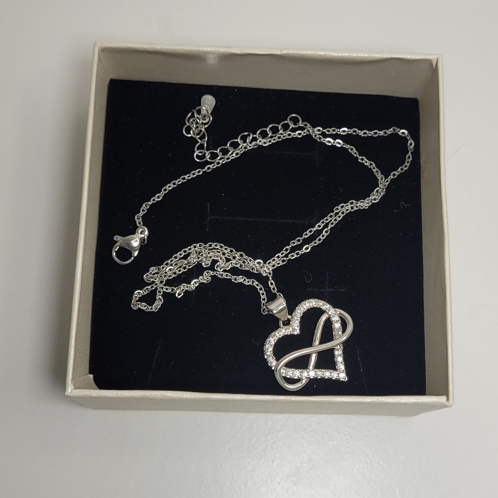 925 Silver Heart Infinity Necklace